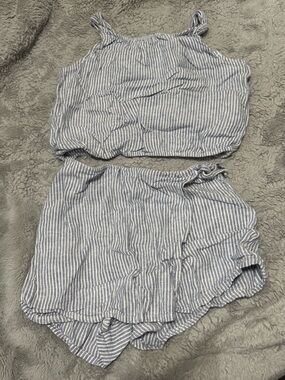 abercrombie kids Blue & White Striped Linen Set